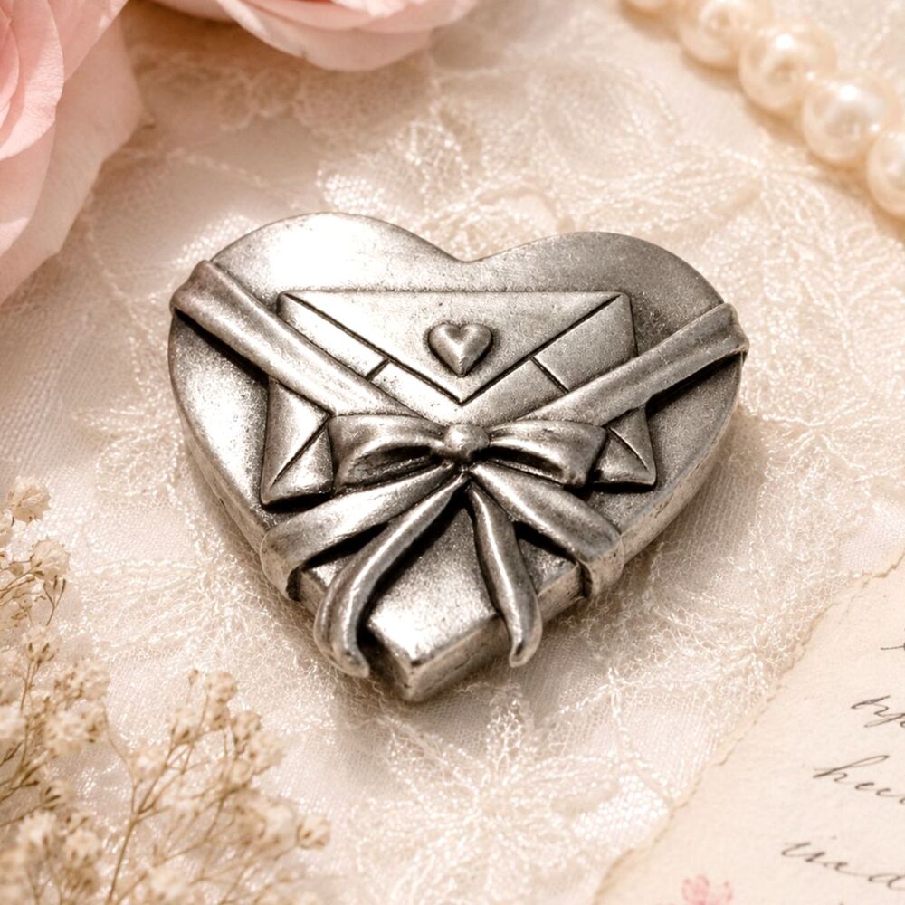 Ms. Dee Vintage Letter Heart Pewter Brooch Pin